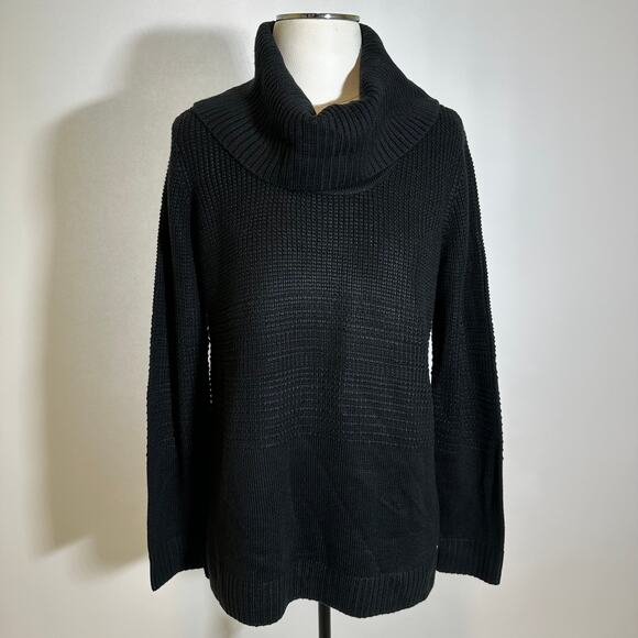 Calvin Klein Black Cowl Neck Knit Long Sleeve Pullover Sweater Womens Sz Medium - Picture 1 of 10